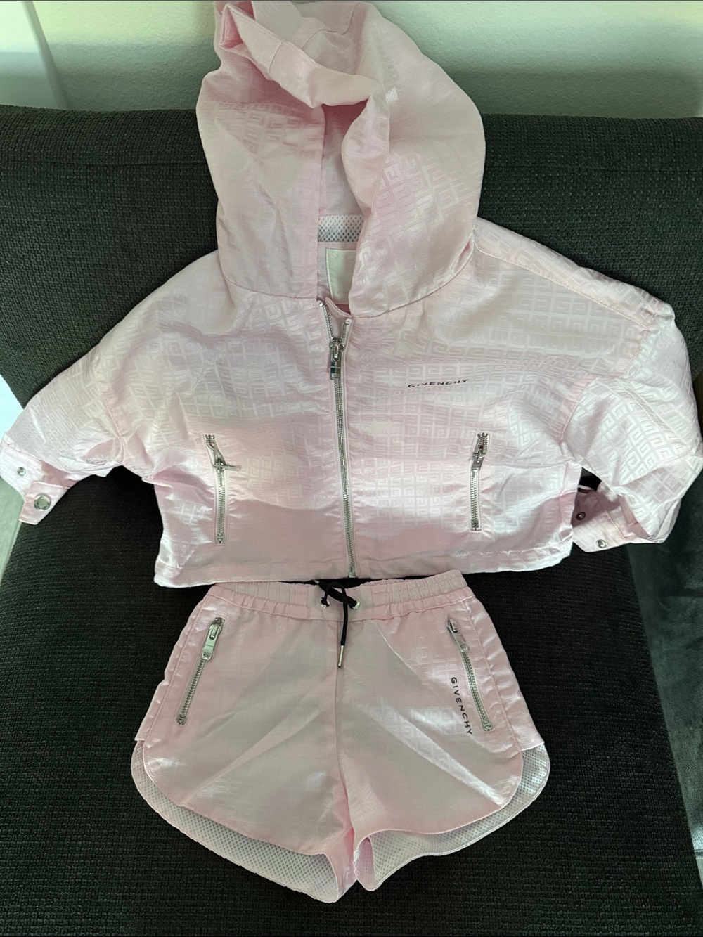 Givenchy Pink Hooded Logo Track Jacket & Shorts